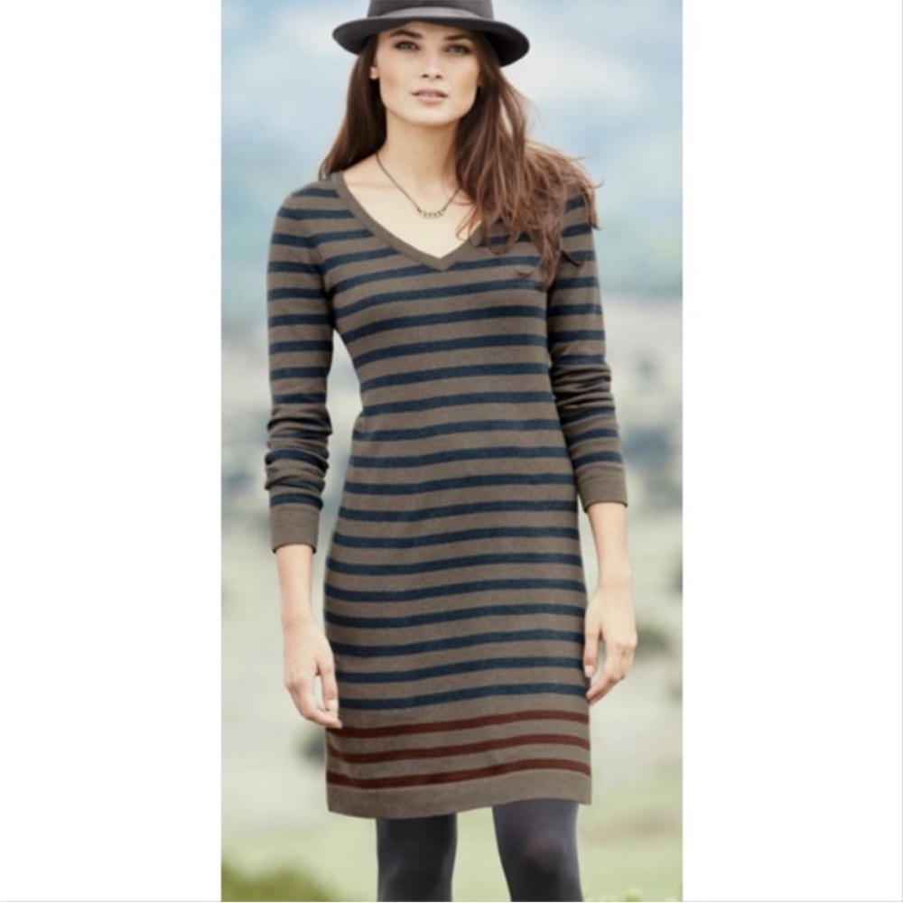 Peruvian Connection Pomata Prima Cotton Striped Sweater Dress